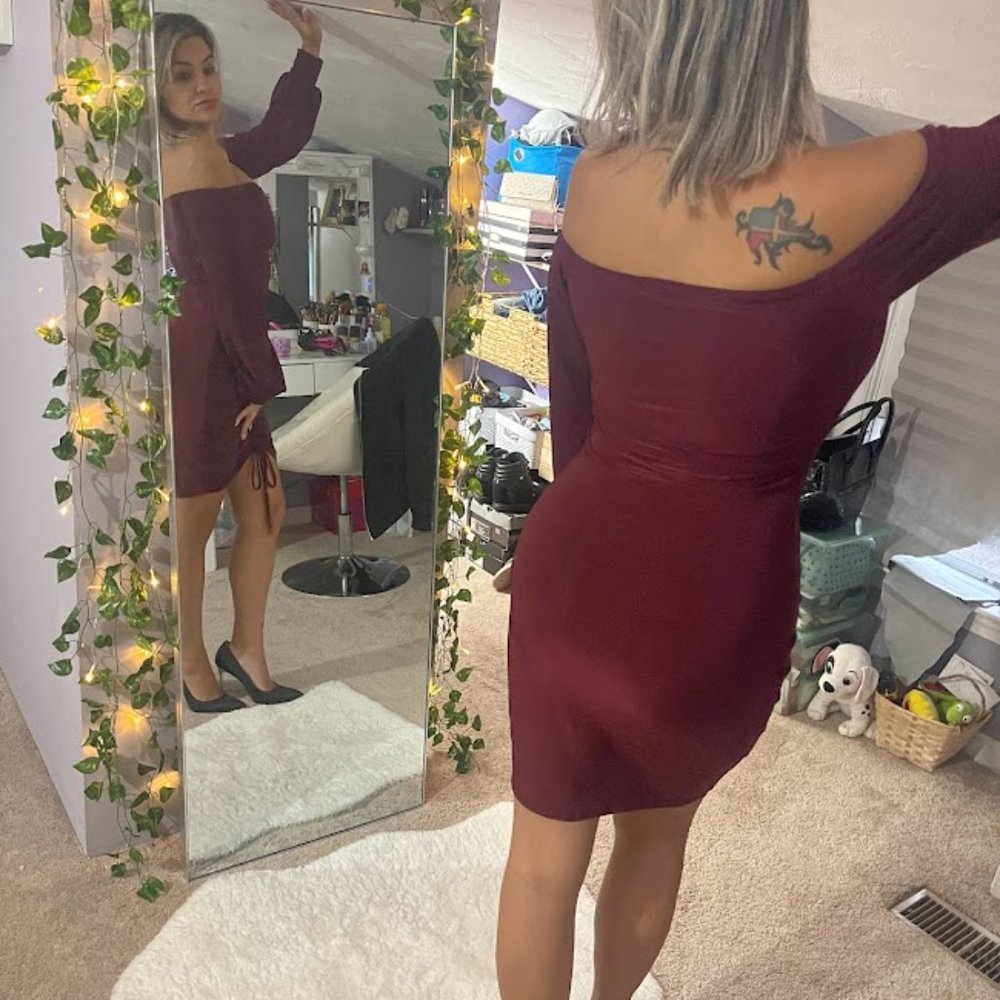 Fit Your Needs Mini Dress - Wine - Picture 2 of 2